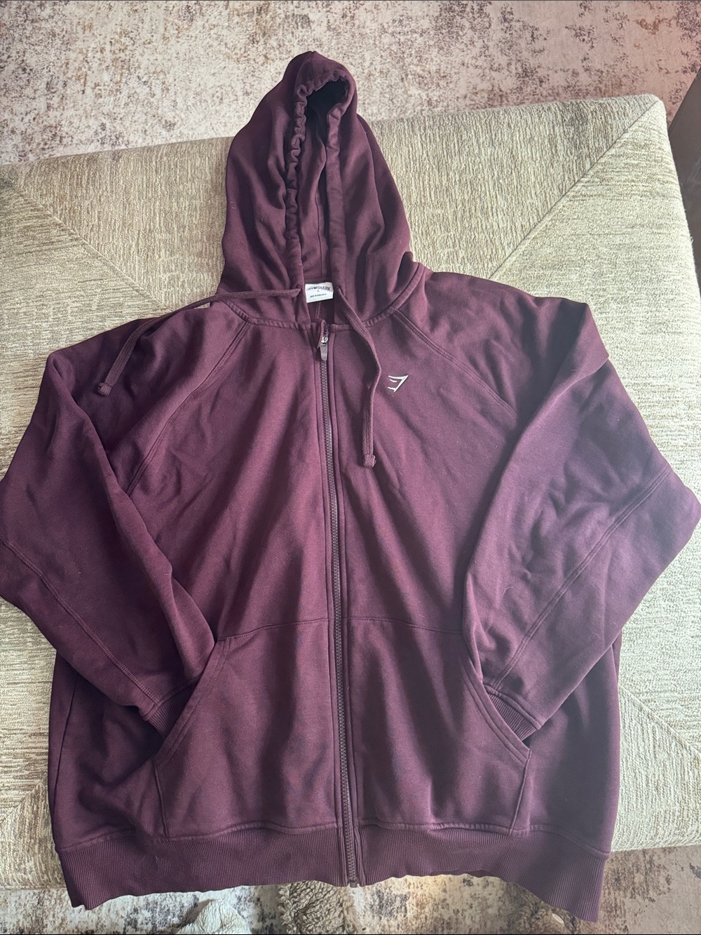 Gymshark Deep Burgundy Over Sized Full Zip Up Hoodie